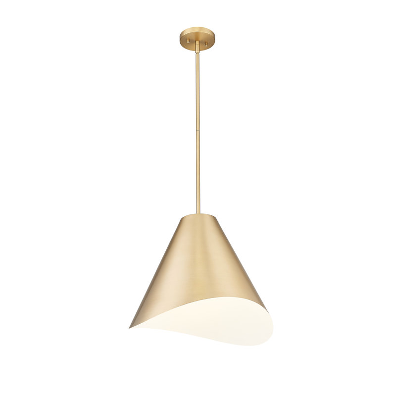 Luminaire suspendu 1 lumière Barrera, Doré, Or; blanc