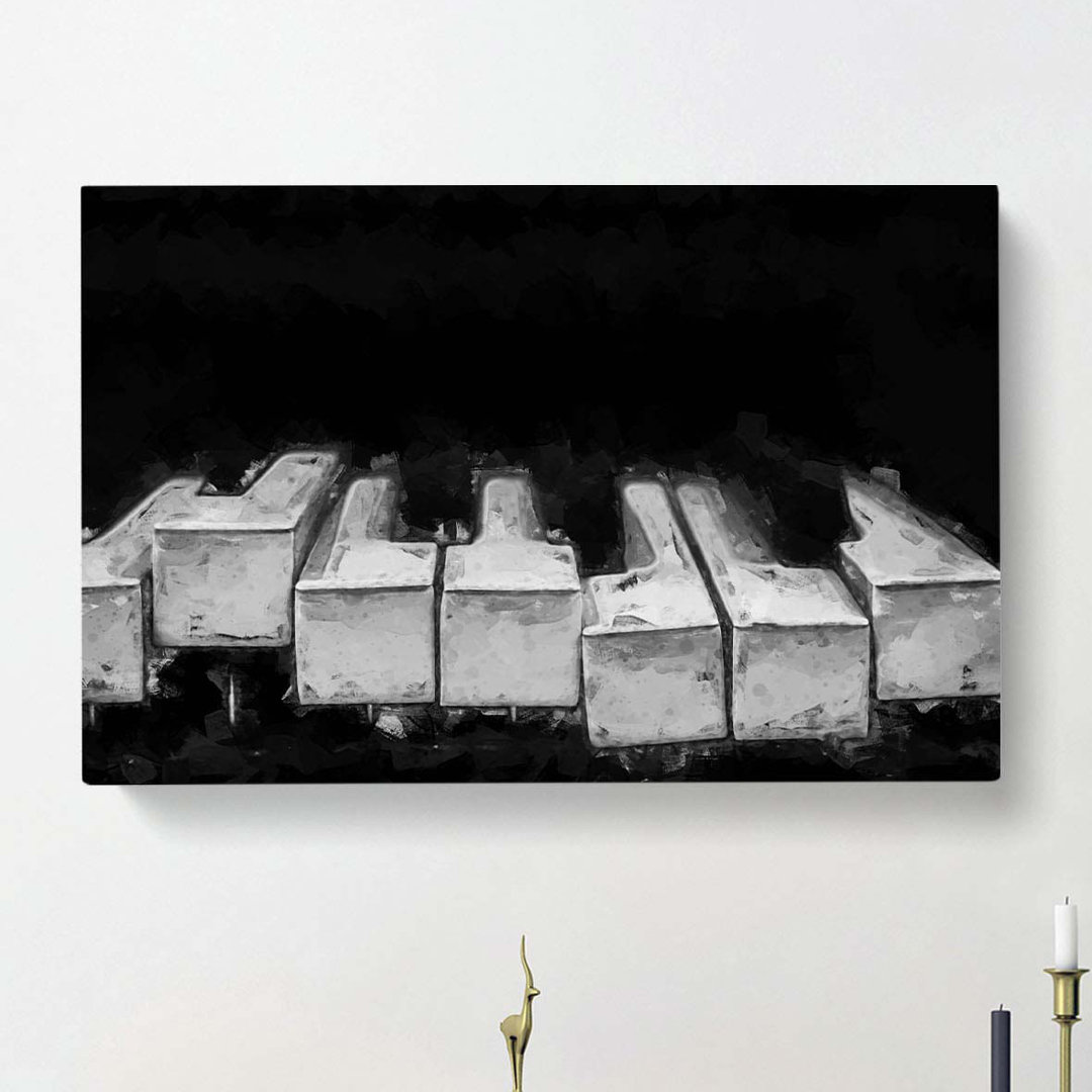 Broken Piano Keys in Abstract - Wrapped Canvas