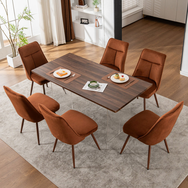 Chaises de salle à manger rembourrées modernes en tissu de chenille avec structure en métal de couleur assortie pour la salle à manger