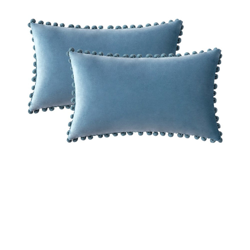 Housse de coussin en velours, Carré 18 po, Bleu eau, Housse de coussin seulement - sans coussin