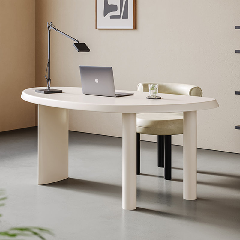 Bureaux blancs ovales en bois massif, H 29,53 po x l 55,12 po x P 27,56 po