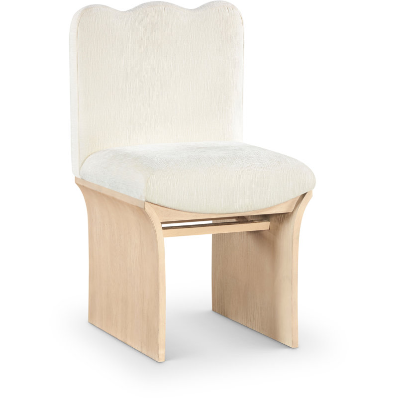 Shaw Cassady Chenille Fabric Upholstered Dining Chair, Cream Chenille Fabric, Natural