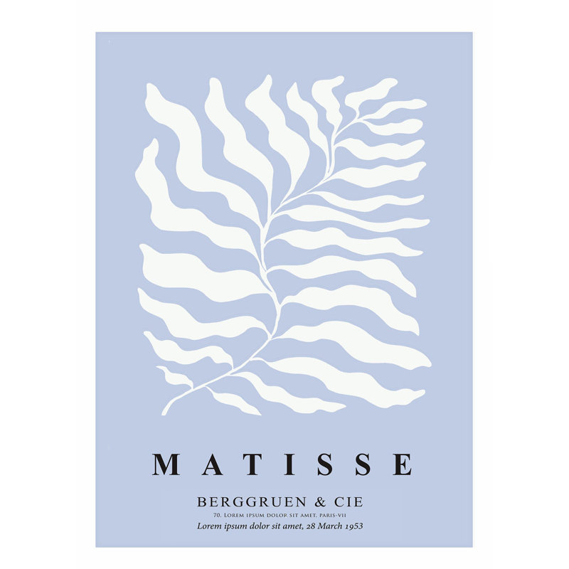 «Botanical Matisse Plant Soft Blue Bohemian», reproduction d'art non encadrée, H 36 po x l 24 po
