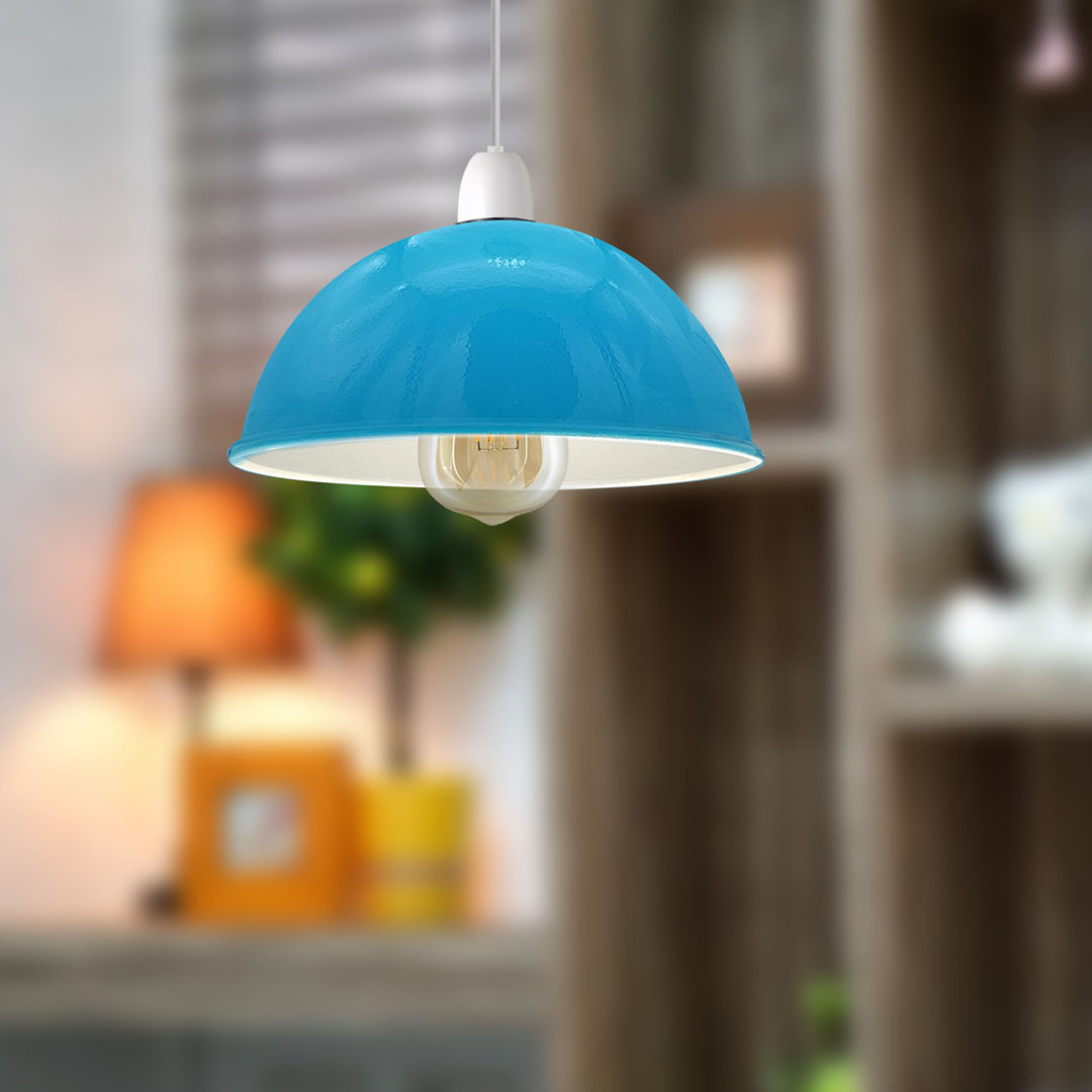 Astrit 14cm H x 30cm W Metal Dome Lamp Shade ( Uno ) in Blue