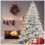 Arbre de Noël artificiel floqué pré-éclairé avec 300 lumières incandescentes blanc chaud, 1419 pointes, pin enneigé PE + PVC avec branches à mémoire de forme partielle, support en métal pliable pour les fêtes