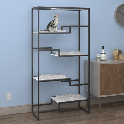 62" Metropolitan Cat Condo - Metal Frame Modern Cat Tower with Replaceable Cushions
