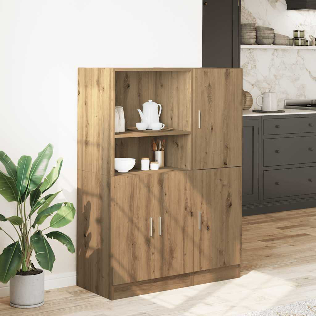 Vidaxl (Artisan Oak) Kitchen Cabinet Set 2 Piece Storage Cabinet Cupboard Engineered Wood - Image 2