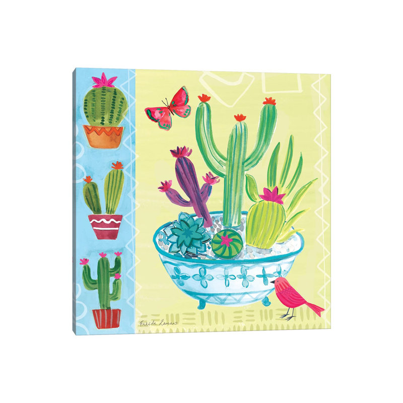 Cacti Garden III by Farida Zaman - Wrapped Canvas Painting, 93.98 cm H x 93.98 cm W x 3.175 cm D