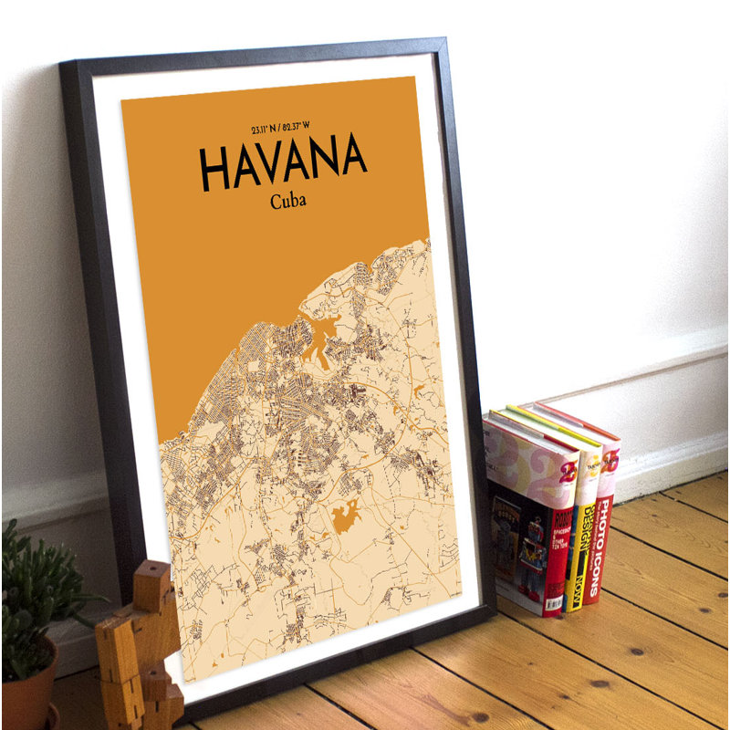 Havana City Map - No Frame Print, 50.8 cm H x 40.6 cm W x 0.1 cm D