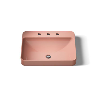 Vox Vitreous China Rectangular Vessel Bathroom Sink with Overflow