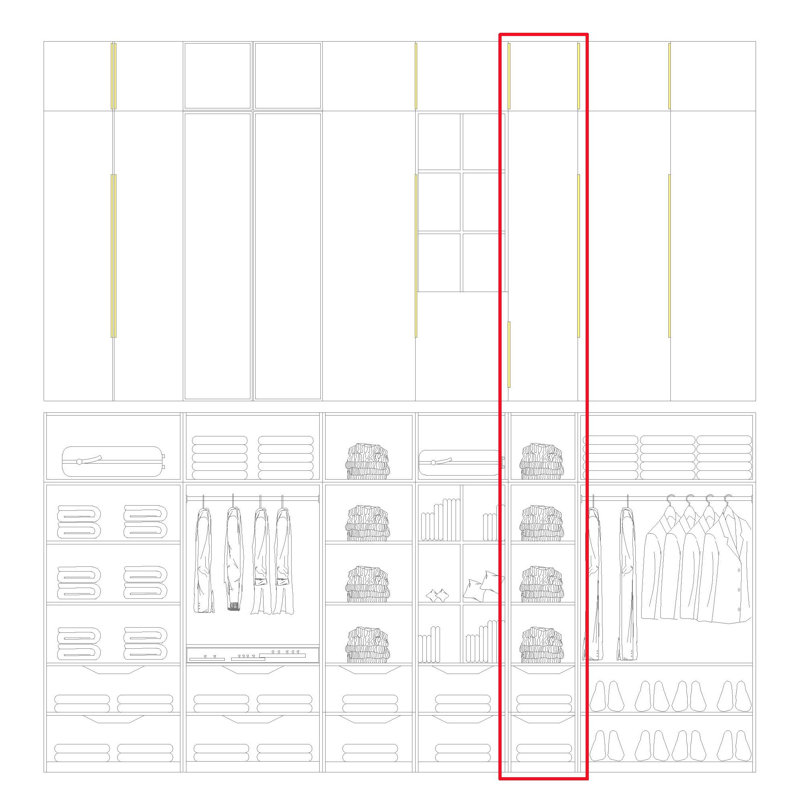 Garde-robe moderne, 93 po de hauteur, 4 portes, 18 po de largeur - PET gris