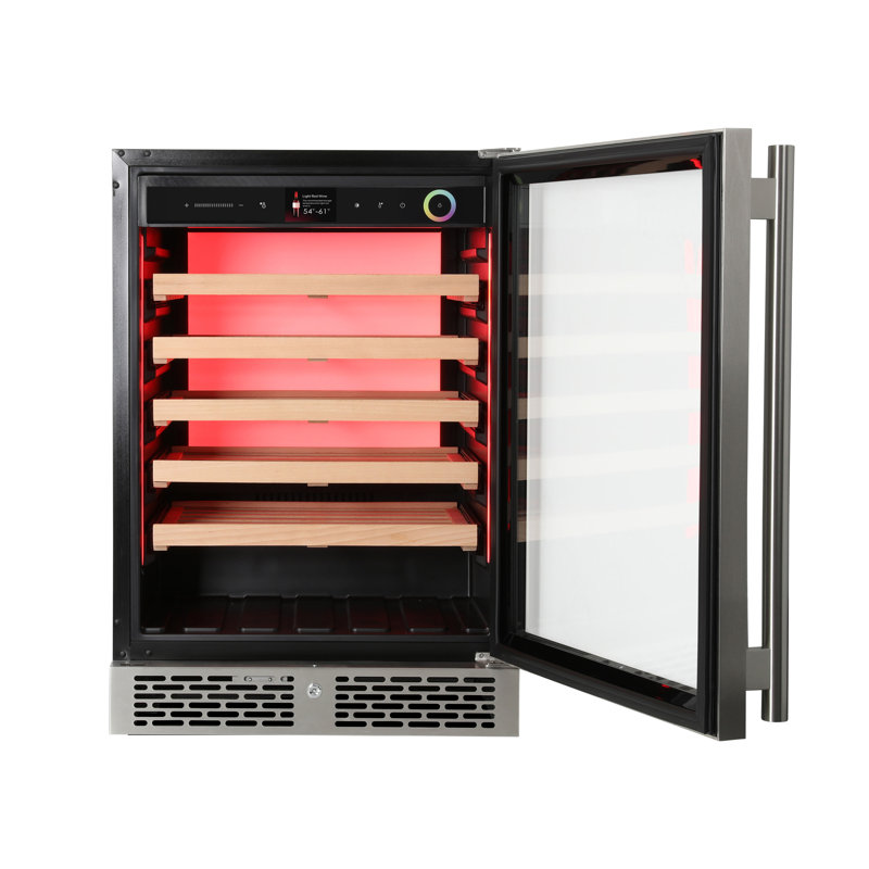Refroidisseur à vin Vinotemp Vinoglow de 41 bouteilles, à zone unique, réfrigérateur encastré / encastré en acier inoxydable avec porte en verre UV et commandes tactiles