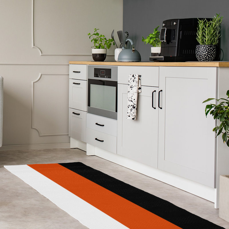 Tapis orange/noir, Tapis de couloir 2 pi 6 po x 8 pi