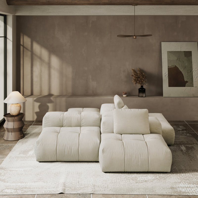 Modular Sectional Sofa Couch, Oversized Free Combination Deep Seat Sofa, Cushion Covers Removable & Washable, Linen Fabric, Down Filled