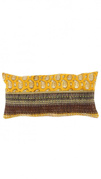 Pasargad Handmade Gloria Collection Pillows, Black/Beige/Flush Orange