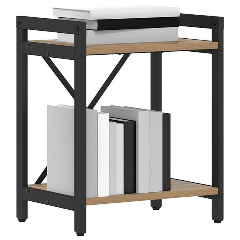 Steel Bookcase, (2 Shelves) 48.5cm H x 40cm W x 30cm D, Light Brown