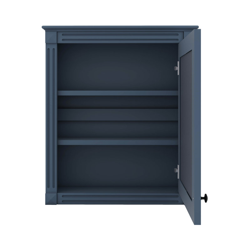 Armoire de rangement murale de salle de bain avec miroir, armoire à pharmacie avec tablette réglable, Bleu