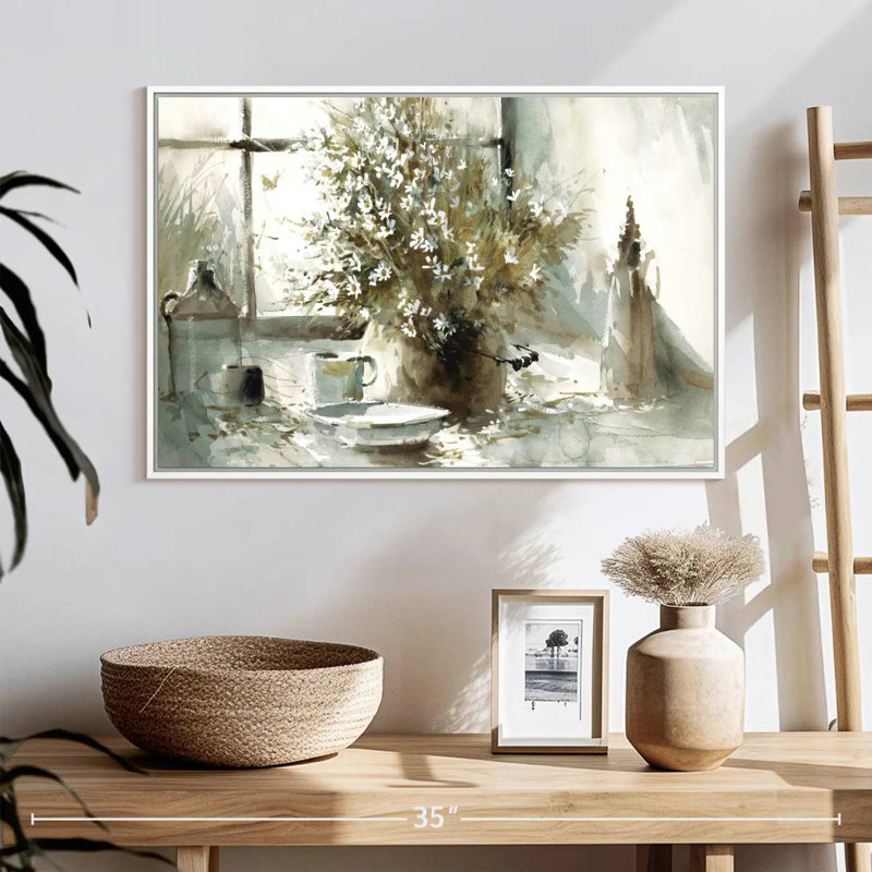 Marguerite, nature morte, Cadre flottant blanc, 25 po x 17 po