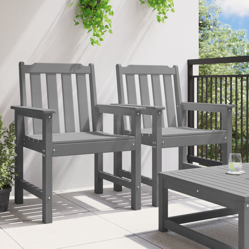 2 - Person Patio Dining Set with Rectangular Table, Light Grey
