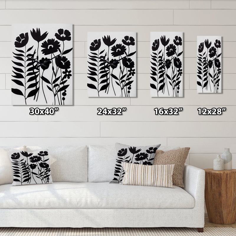 Fleurs noires et blanches II - fleurs très grandes horloges murales, Petit