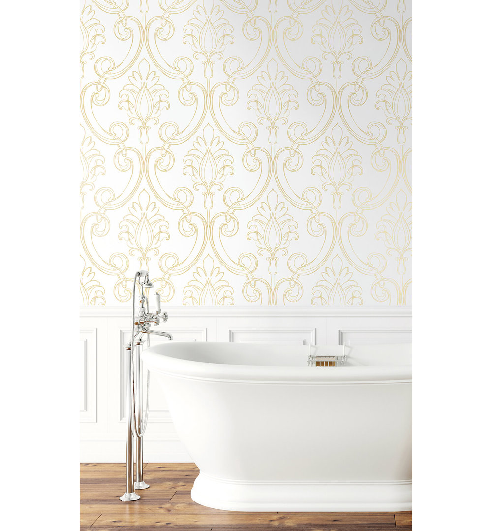 Gatling Ebony Sketched 18' L x 20.5'' W Peel and Stick Wallpaper Roll House of Hampton® 