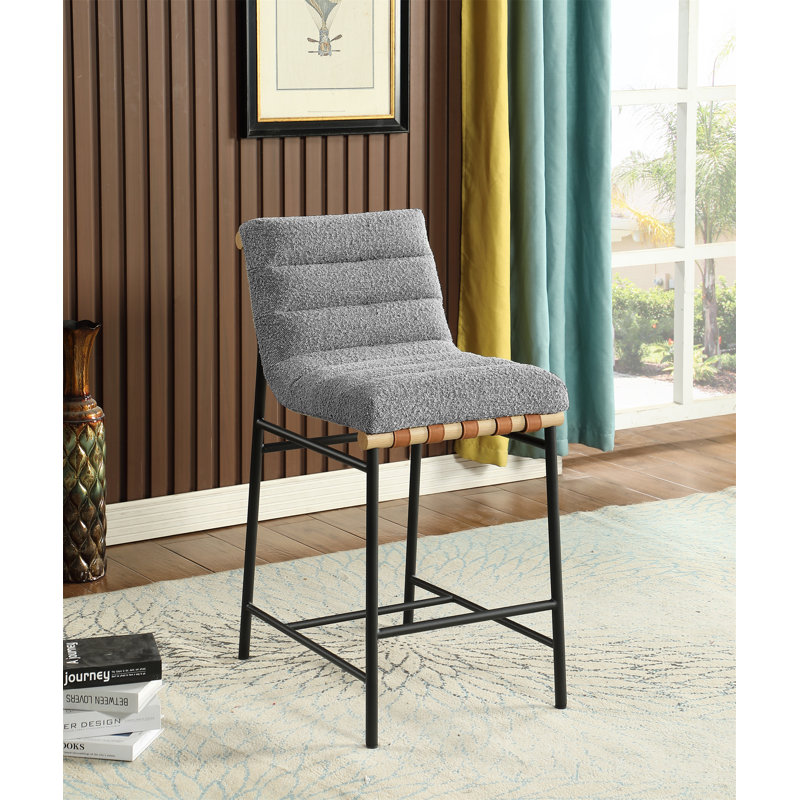 Chaise à hauteur de comptoir avec revêtement, Gris
