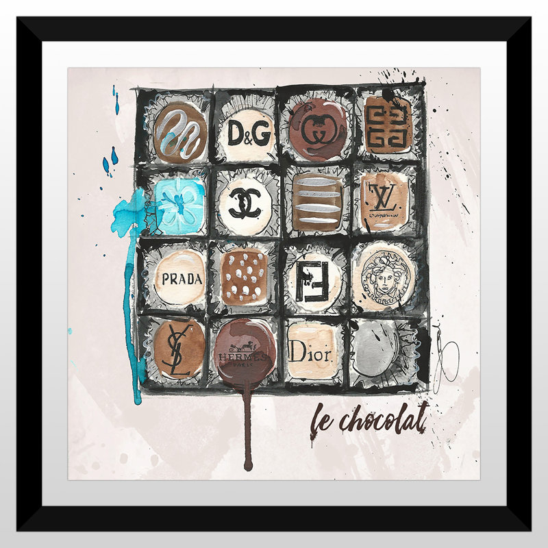 " Le Chocolate " by BY Jodi, 27.5" H x 27.5" W x 0.75" D, Black Plexiglass Frame