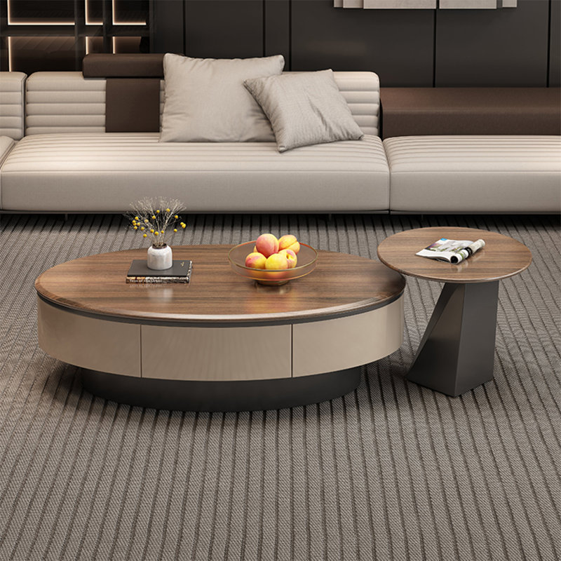 Vintage oval solid wood coffee table