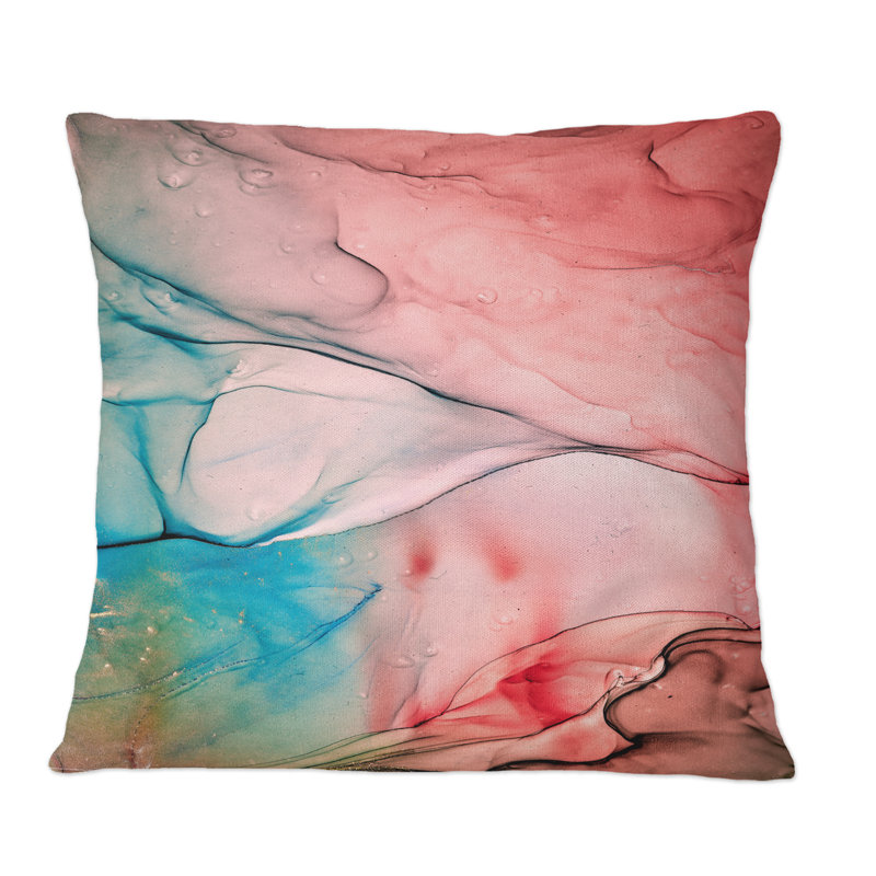 Coussin décoratif translucide à l'encre rouge et bleue I, 18 po x 18 po