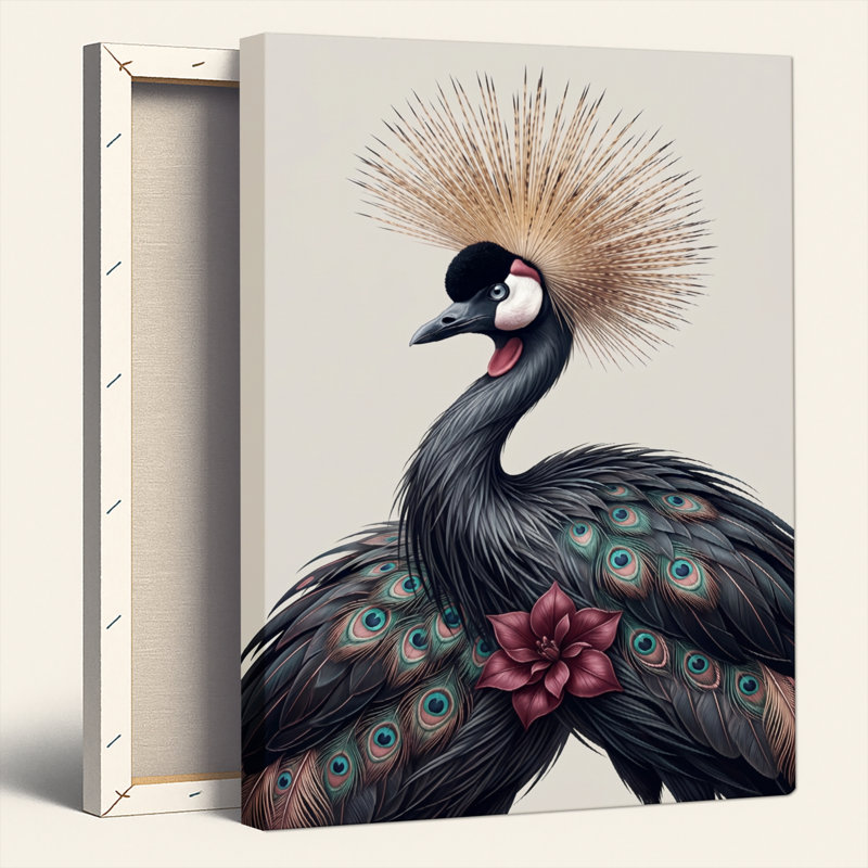 Ensemble de 1 tableau sur toile à motif de plumes de paon, 48"H x 32"W, Wrapped Canvas