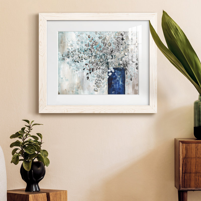 Eucalyptus réformé - peinture encadrée, H 20 po x l 17 po x P 1,5 po, Cadre blanc