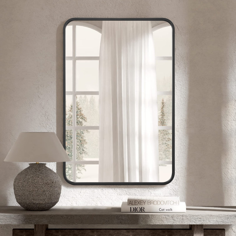 Miroir de salle de bain Mrasak, 36 po x 24 po, Noir