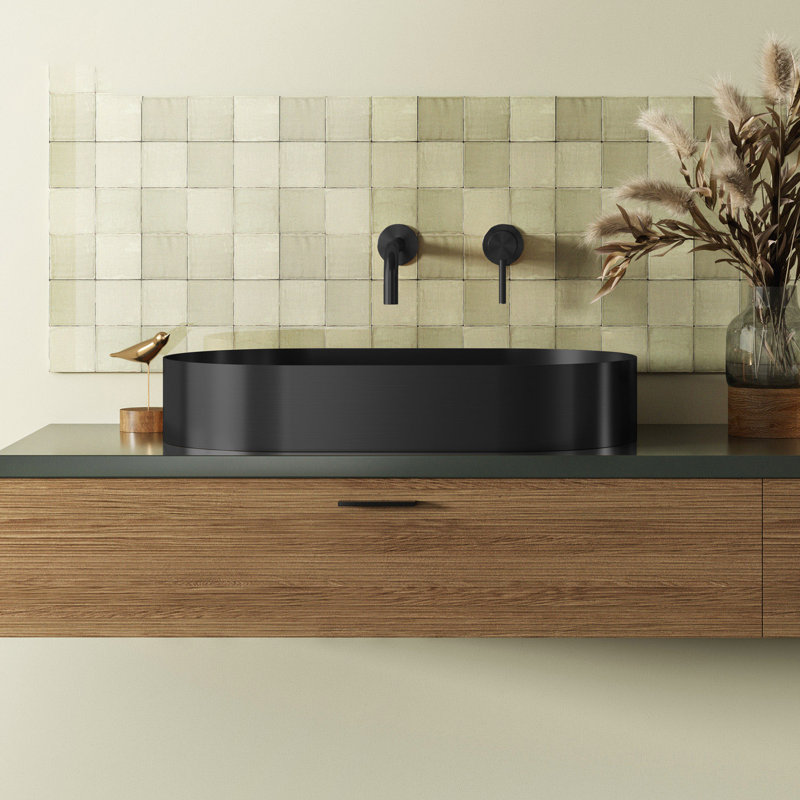 Maestro Bath 14.9'' Stainless Steel Oval Bathroom Sink, Gun Metal