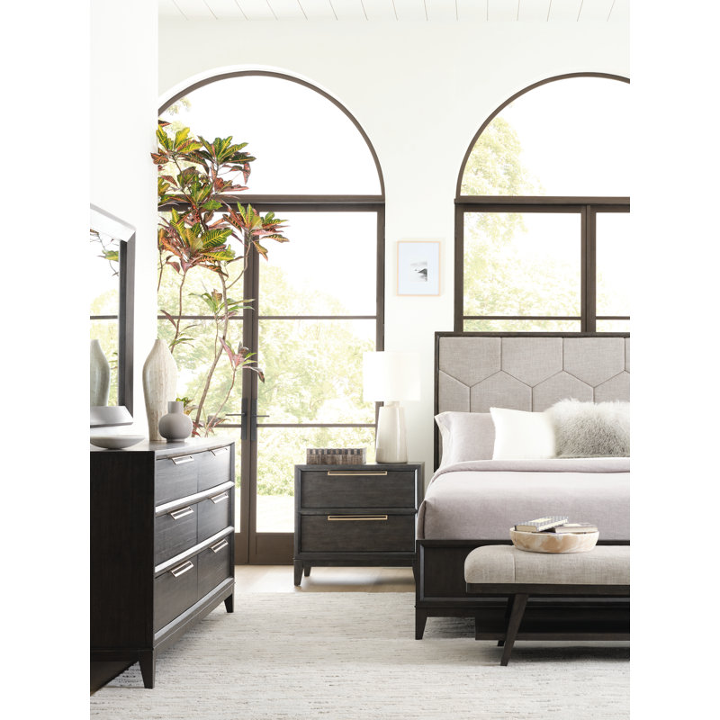 Gray Upholstered Ash Wood Bed Bench with Shelf