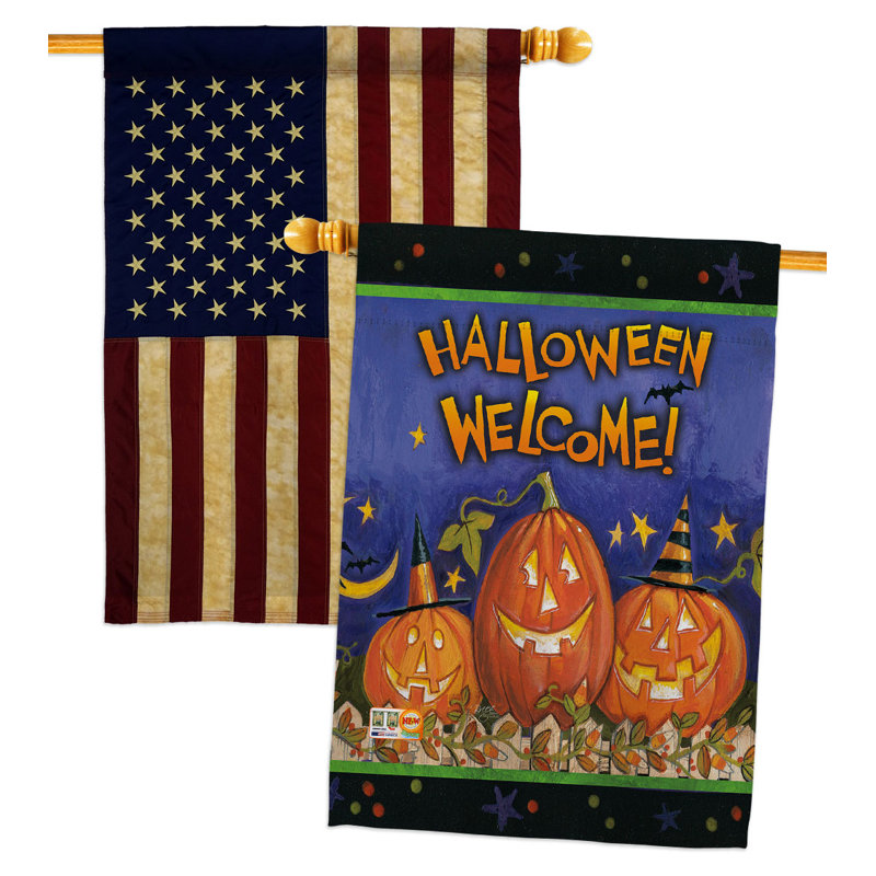 Drapeau d'Halloween à 2 côtés en polyester 40 x 28 po Welcome