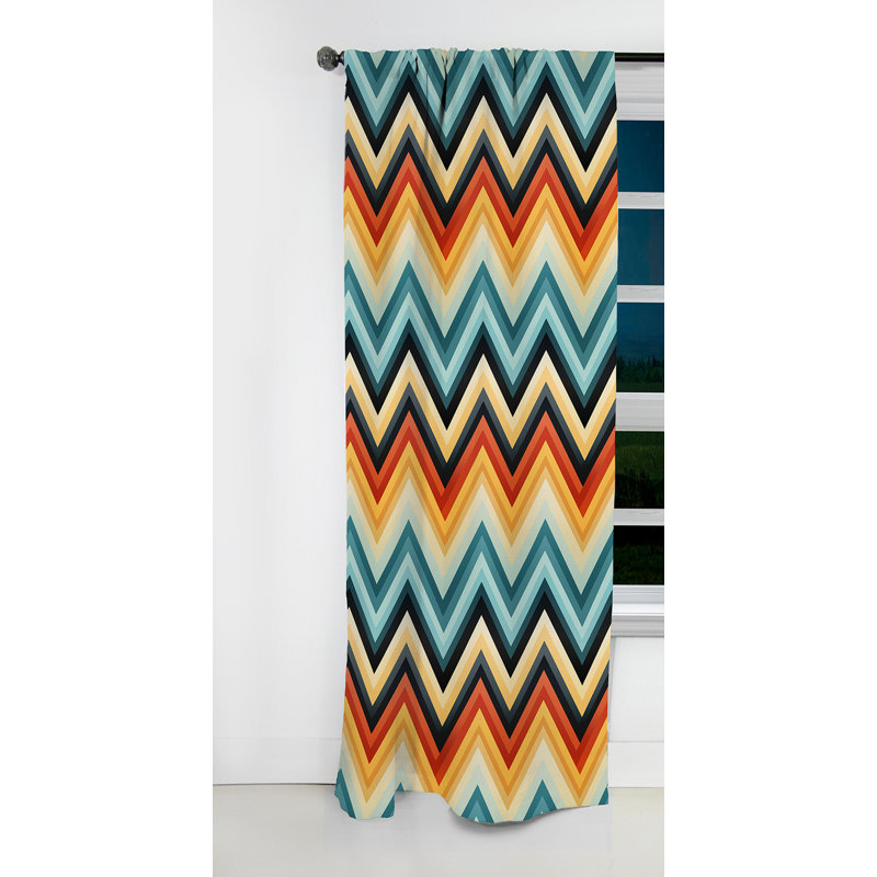 Motif à chevrons Retro Revival - Rideau à chevrons - Rideau occultant à chevrons - 1 panneau, L 52 po x L 108 po