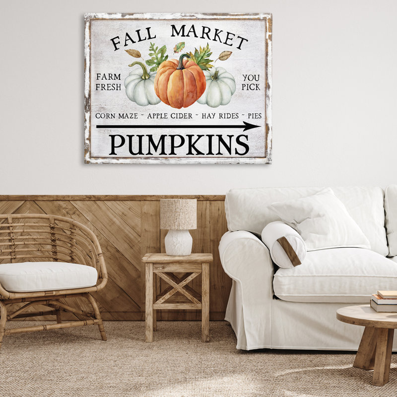 «Fall Market Pumpkins», art mural sur toile par Creatif Belle, H 36 po x l 48 po