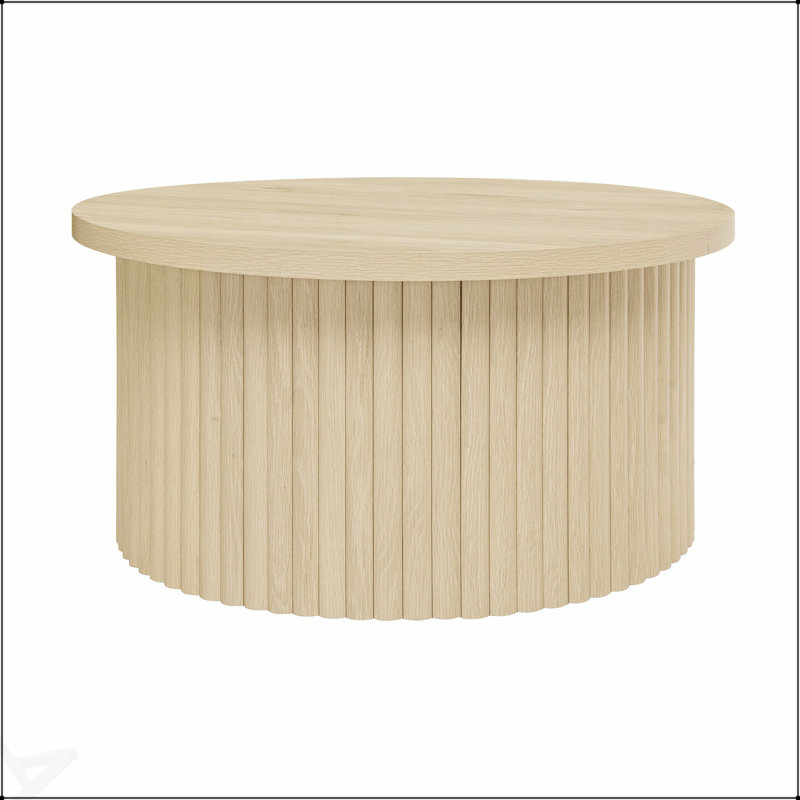 Table basse ronde avec rangement à couvercle rabattable, table de bout moderne pour le salon, durable et élégante, Naturel
