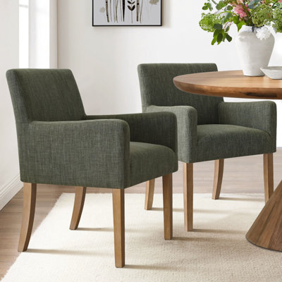 Kirjak 34" H Stain Resistant Linen Dining Armchair