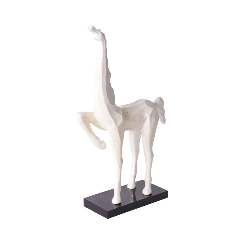 Horse Hoof Up Statue with Base, 21" H x 12.5" W x 4.75" D, White