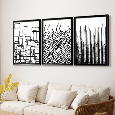 "Effervescence I" imprimée sur toile tendue avec châssis encadré - 3 pièces