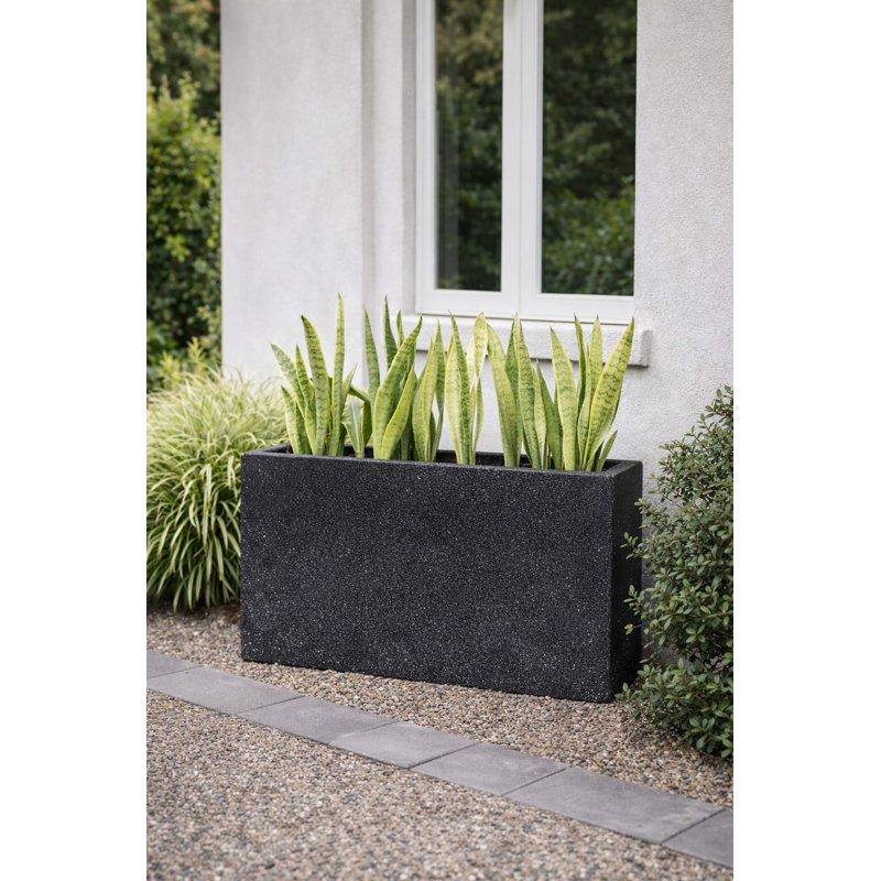 Black Terrazzo Rectangular Pot, Black