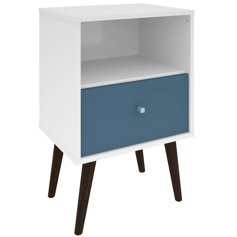 Darryl 17.72'' W Nightstand, White/Aqua Blue