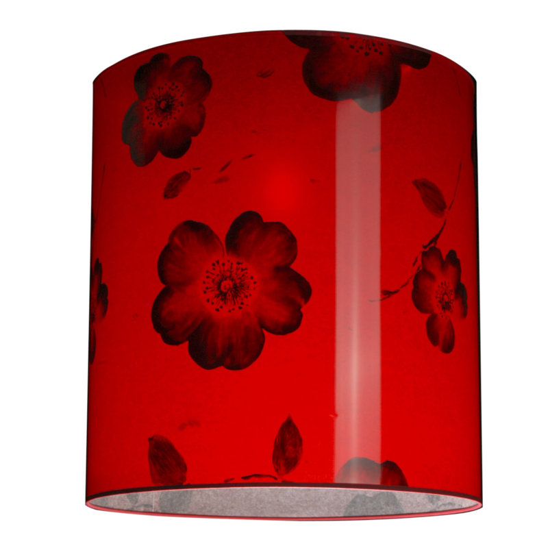 Renteria 60cm H Polyester Drum Lamp Shade, Polyester Red Anemona