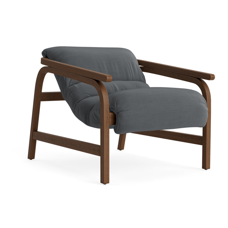Chaise d'appoint rembourrée Cellire, Polyester gris anthracite, Walnut/Medium Brown Wood