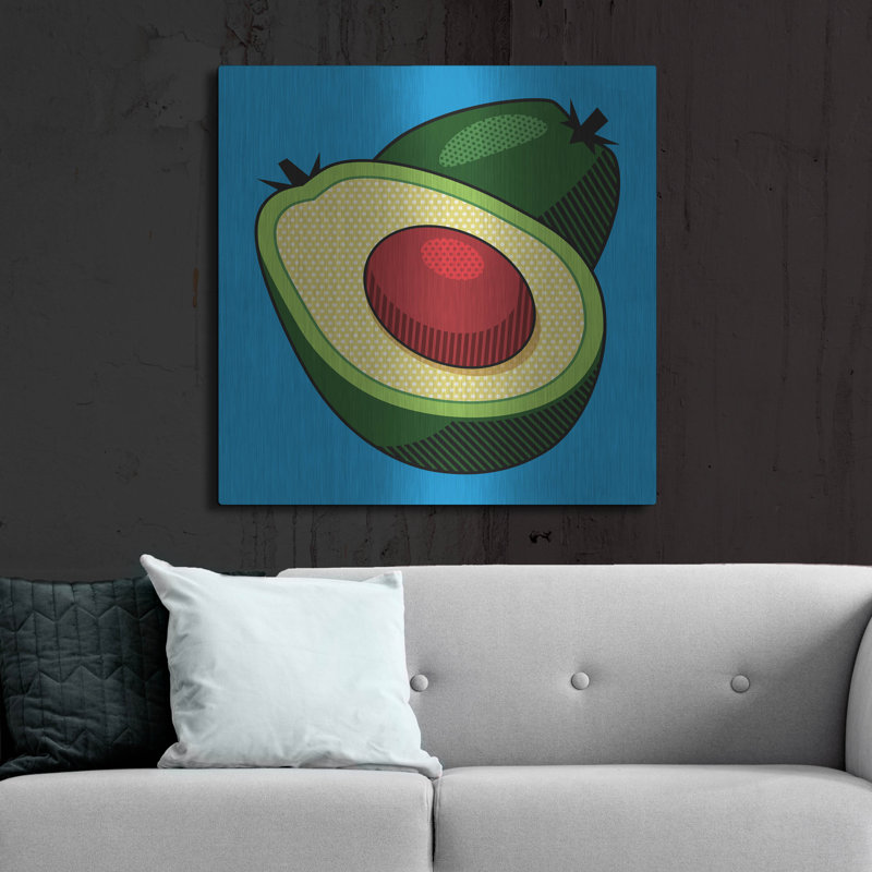 «Avocado On Blue» par Ron Magnes, H 36 po x l 36 po