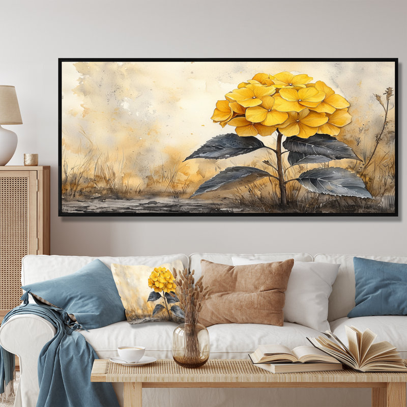 Jaal - Floral Large Wall Art, 34" H x 44" W, Picture Frame Print, Noir, noir, noir, noir