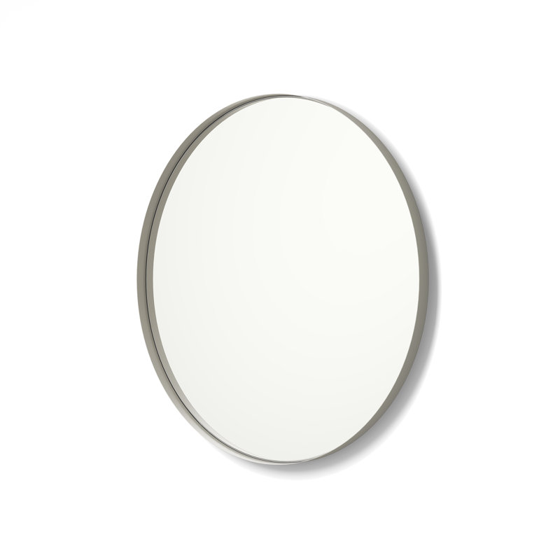 Cele Metal Flat Wall Mirror, 24" x 24", Nickel