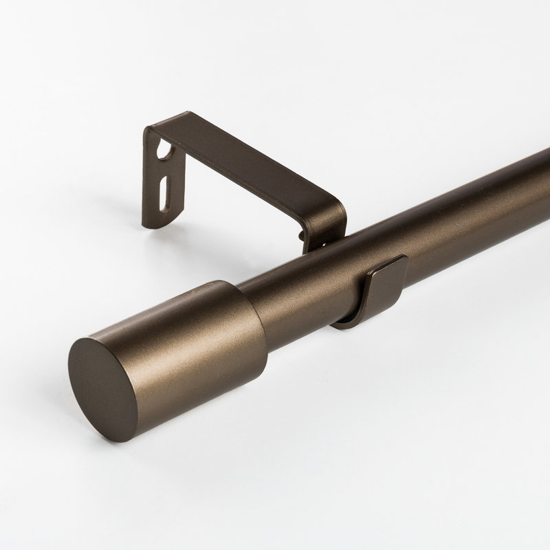 Salut Adjustable Single Curtain Rod, 48" - 84", Bronze