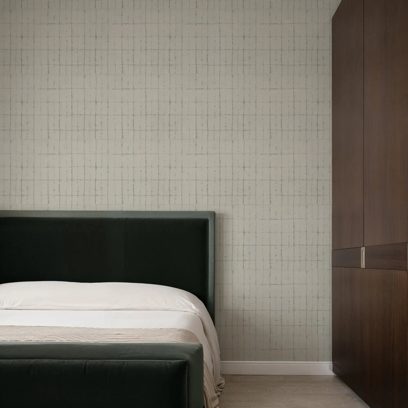 Wash Grid - Wallpaper, Driftwood, Faux Grasscloth, Non-Pasted